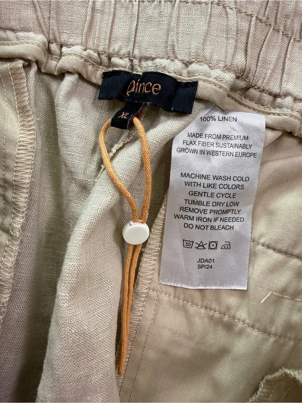 Quince 100% European Linen Wide Leg Pants Tan Size XL